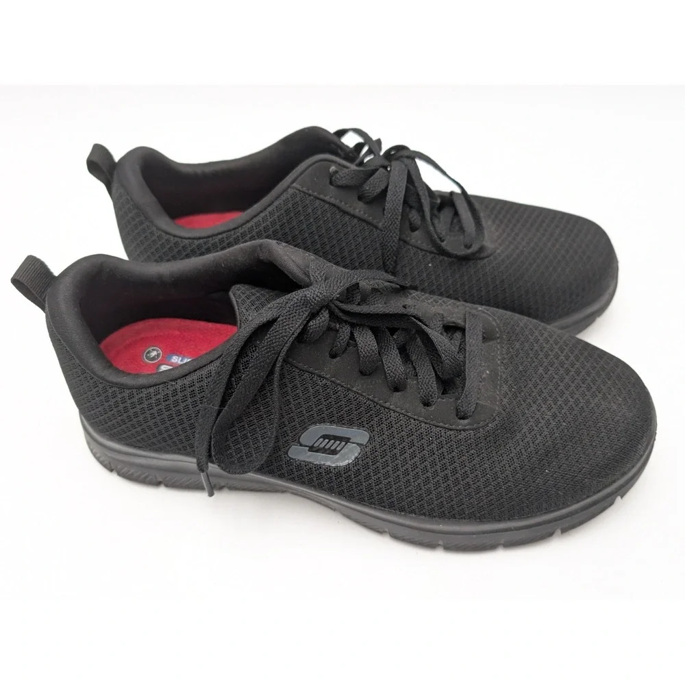 SKECHERS Work Men's Relaxed Cessnock Slip Resistant Black Safety Shoes Size 8.5